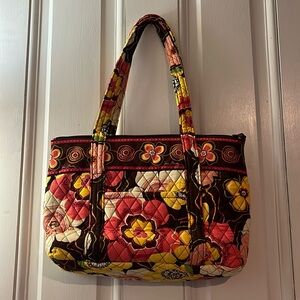 Vera Bradley Buttercup Yellow and Pink zippered bag with inner compartments